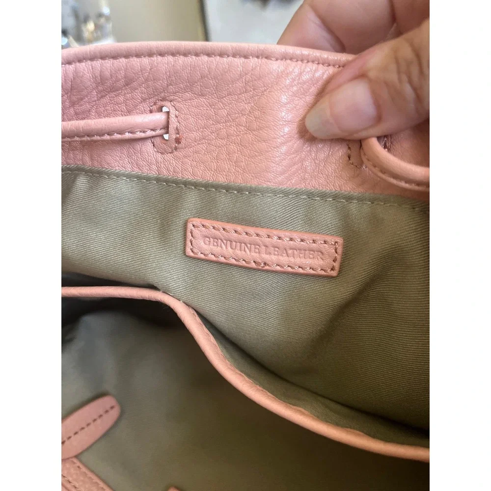G.I.L.I. Blush Pink Pebbled Leather Convertible Backpack Tassel Stirrup Buckle